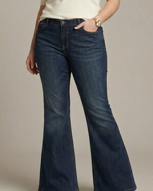 INC Denim Womens Plus 16W Flare Leg Jeans Dark Wash Stretch Blue Regular Fit 31